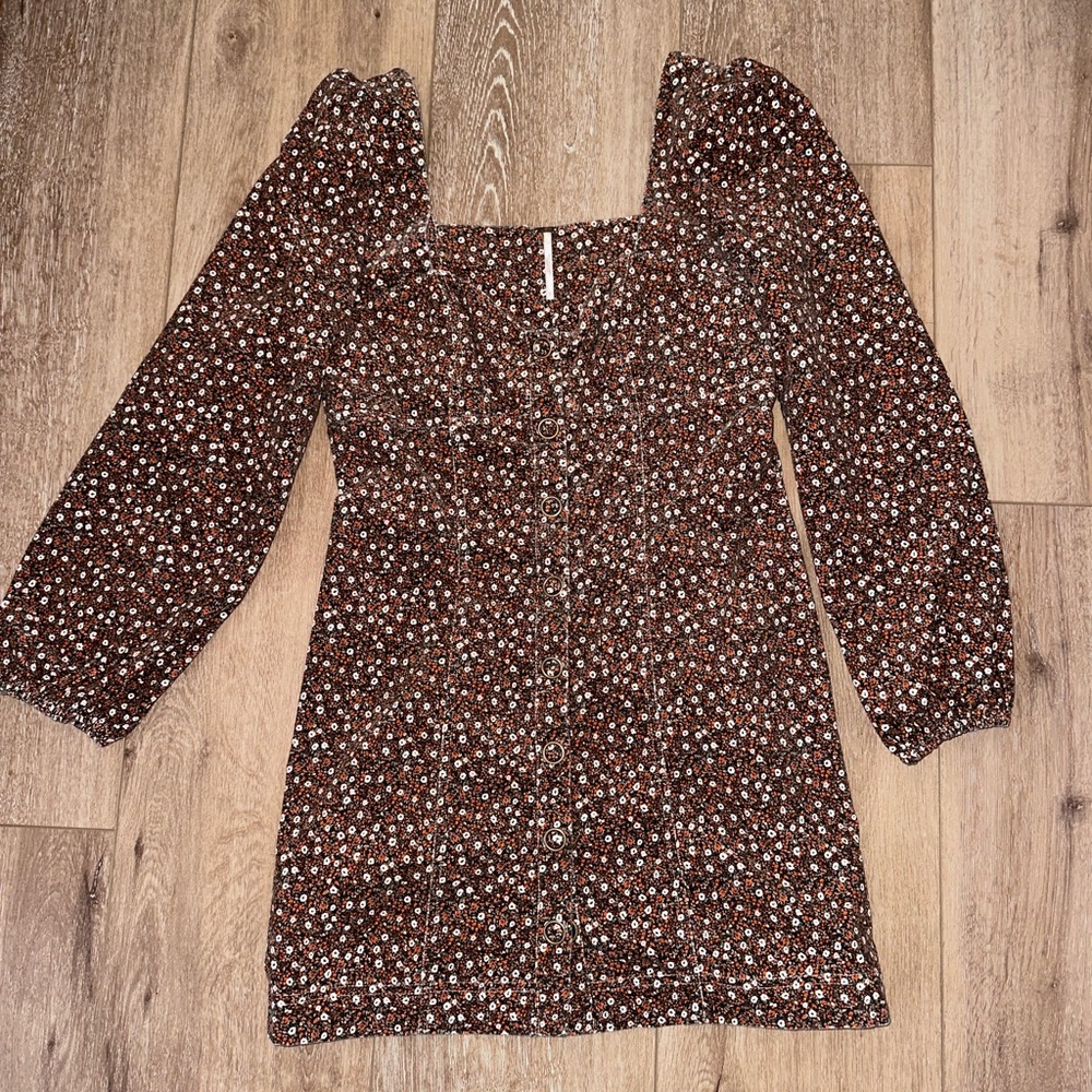 FREE PEOPLE Floral Puff Sleeve Dress